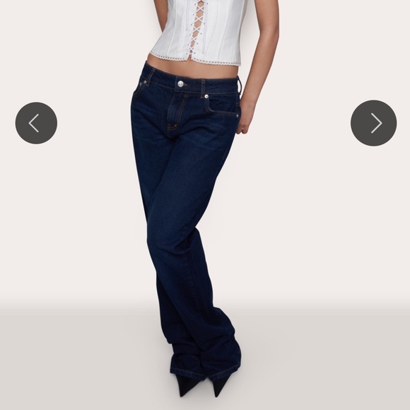 Danielle Guizio Low Rise Denim Dark Wash - Picture 4 of 7